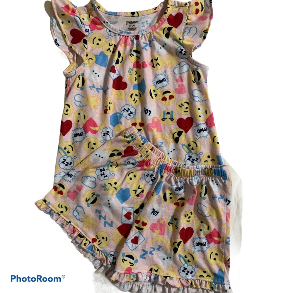 Gymboree emoji 2 piece pajama set